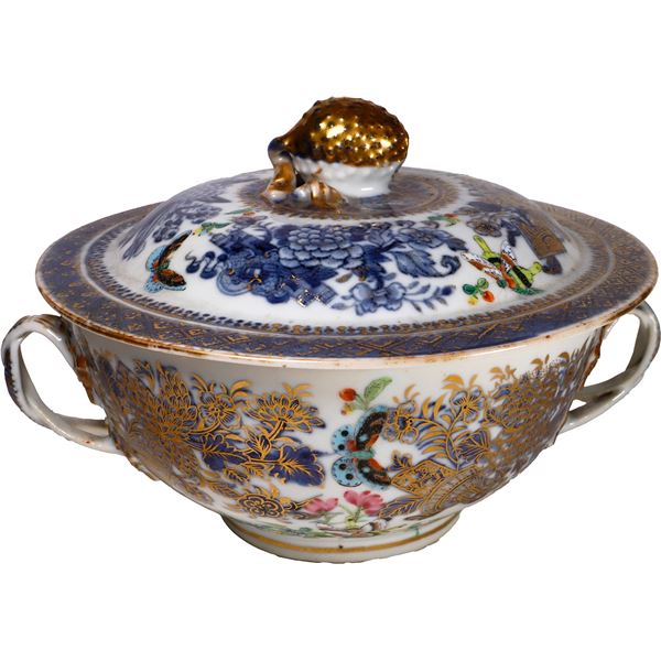 Lidded Chinese porcelain bowl with original letter from ca. 1895 attesting to 1875 salvage, ex-Göthe