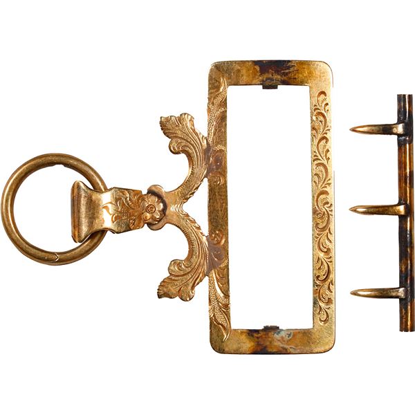 Gold buckle with ring clasp, 3.84 grams, fineness 14K, rare, ex-S.S. Central America (1857), ex-Barf