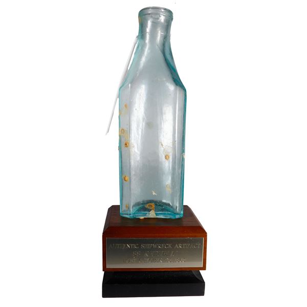 Glass spice or condiment bottle, with stand, ex-S.S. Republic (1865).