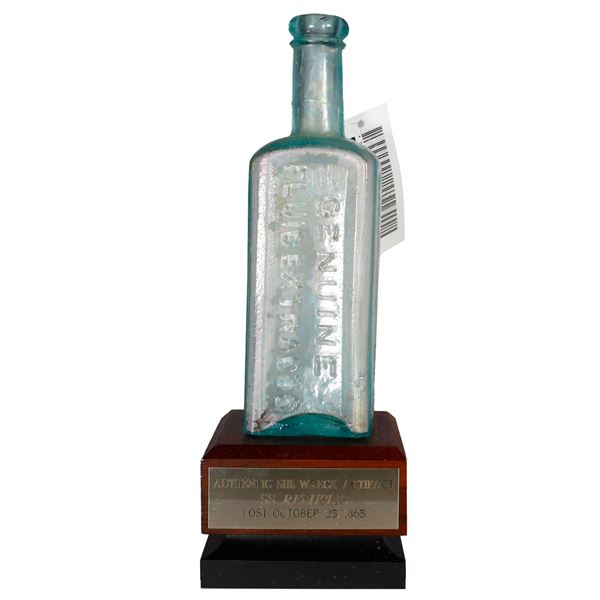H.T. Helmbold's genuine fluid extracts glass bottle, with stand, ex-S.S. Republic (1865).