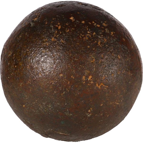 Medium-sized bronze cannonball, probably 1600s.