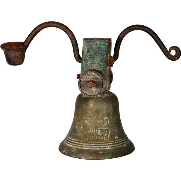 Bronze mission bell, French, late 1700s to early 1800s, signed by founder Robert Dubois.