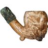 Image 3 : Ornate, skull-shaped clay pipe with cuprous stem, 1600s-1700s.