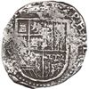 Image 1 : SPAIN, Seville, cob 2 reales, Philip II, assayer Gothic D at 4 o'clock outside tressure on reverse.