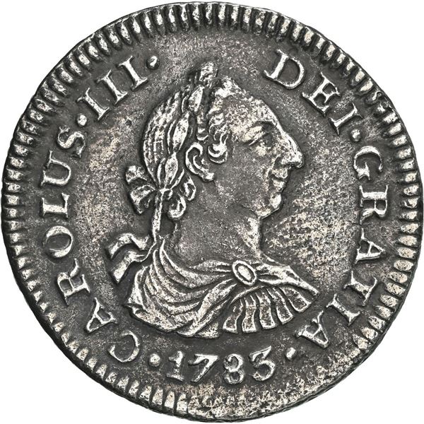 MEXICO, Mexico City, bust ½ real, Charles III, 1783 FF, NGC AU details / saltwater damage (El Cazado
