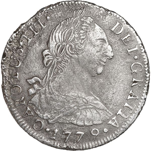 BOLIVIA, Potosí, bust 8 reales, Charles III, 1779 PR.