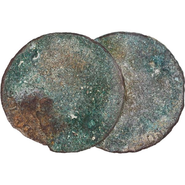 SPANISH COLONIAL, mints uncertain, clump of two bust 8 reales, Charles IV, dates not visible, assaye