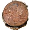 Image 1 : INDIA (British), Madras Presidency, clump of six copper XX cash in a stack, 1808, encrusted as found