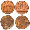 Image 1 : INDIA (British), Madras Presidency, lot of three XX cash (one cleaned, two in an encrusted clump), 1