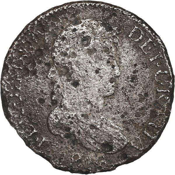 SPAIN, Seville, bust 8 reales, Ferdinand VII, 1816 CJ.