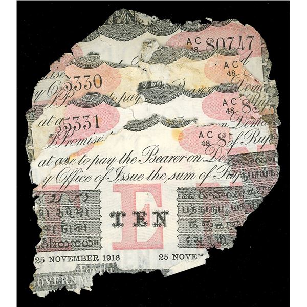 INDIA (British), Calcutta, lot of four 10-rupee notes, 25-11-1916, series AC, various serial numbers