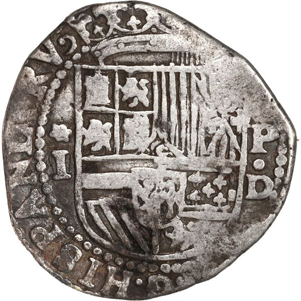 PERU, Lima, cob 1 real, Philip II, assayer Diego de la Torre, *-I to left, P-oD to right, ex-Ugaz.