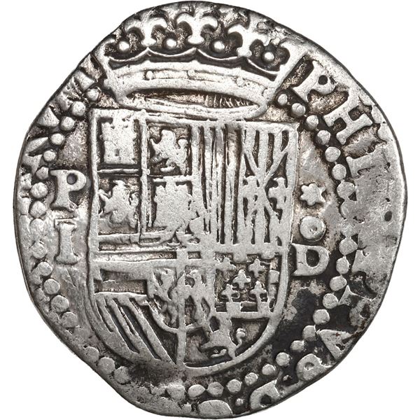 PERU, Lima, cob 1 real, Philip II, assayer Diego de la Torre, P-I to left, *-oD to right, ex-Ugaz.