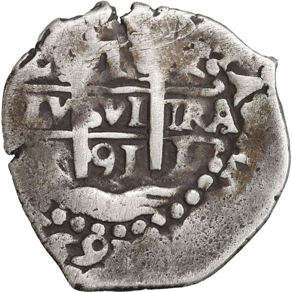 PERU, Lima, cob 1 real, 1691 R, ex-Ugaz.