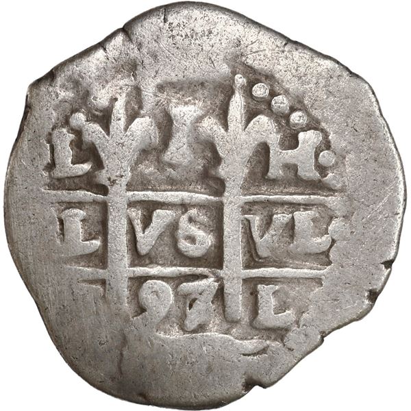 PERU, Lima, cob 1 real, 1697/6 H, rare, ex-Ugaz.
