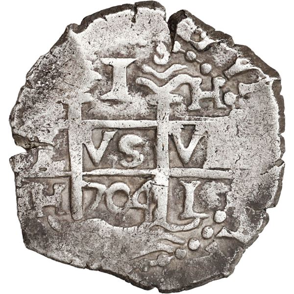PERU, Lima, cob 1 real, 1704 H, ex-Ugaz.