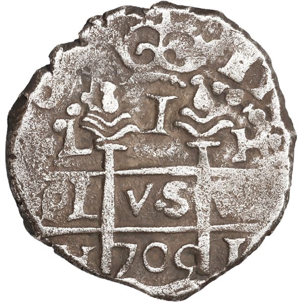 PERU, Lima, cob 1 real, 1705 H, ex-Ugaz.