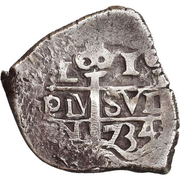 PERU, Lima, cob 1 real, 1734 N, ex-Ugaz.