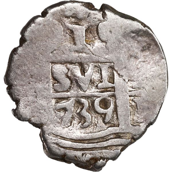PERU, Lima, cob 1 real, 1739 (N or V), ex-Ugaz.