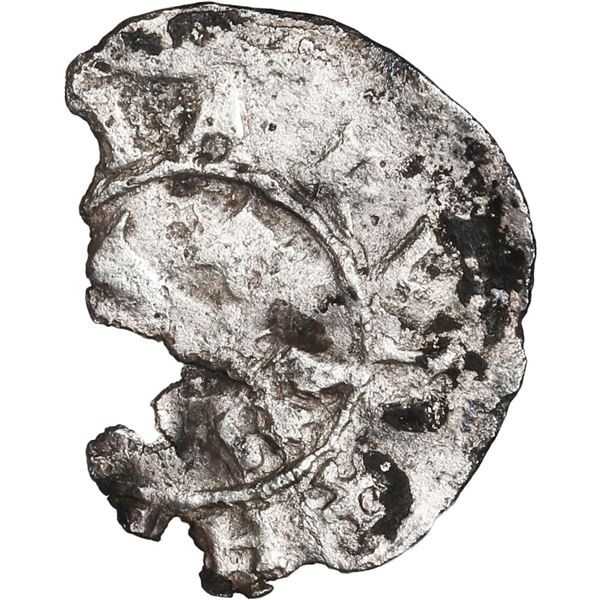 PERU, Lima, ¼ real, Philip II, assayer R (Rincón) to left, fragment, rare.