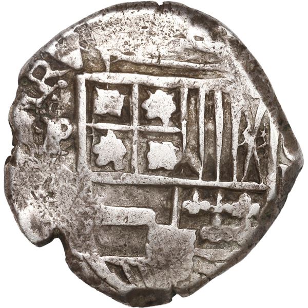 BOLIVIA, Potosí, cob 4 reales, Philip IV, assayer not visible (1640s), "flat" lions.