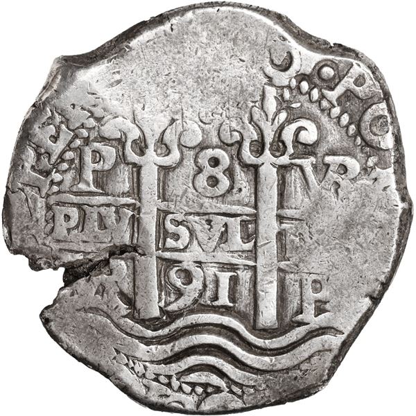 BOLIVIA, Potosí, cob 8 reales, 1691 VR.