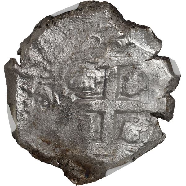 BOLIVIA, Potosí, cob 8 reales, 1754 C, NGC Excavation Recovery - AU (Cerro Rico Hoard Label).