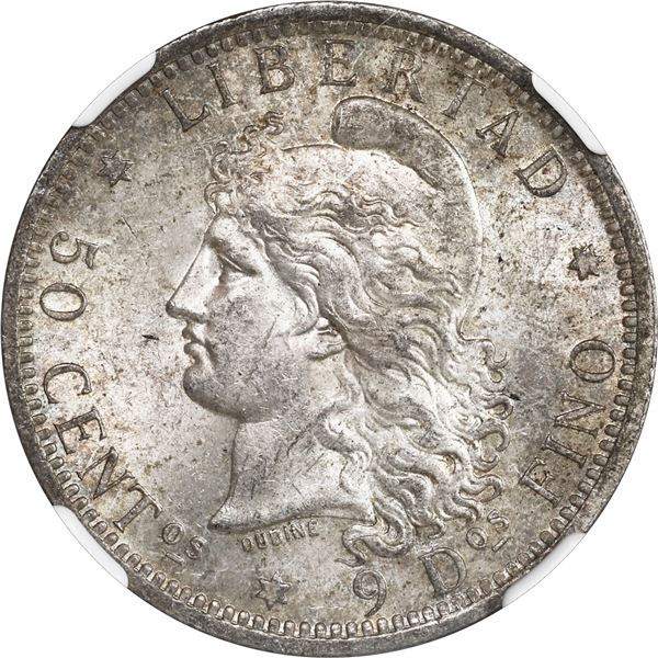 ARGENTINA, Republic, 50 centavos, 1883, NGC MS 62.