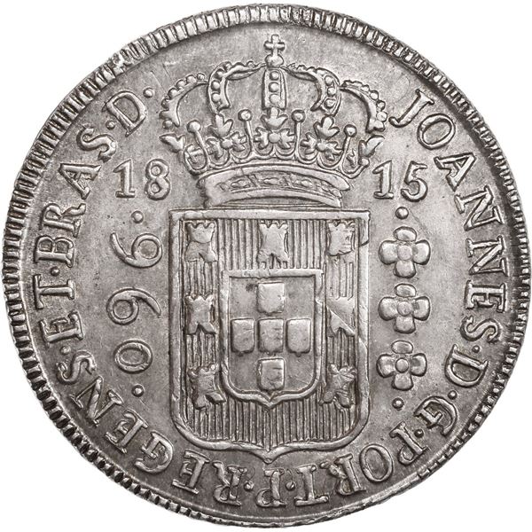 BRAZIL, Bahia, 960 reis, João, Prince Regent, 1815-B, struck over a Spanish colonial bust 8 reales, 