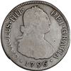 Image 1 : CHILE, Santiago, bust 2 reales, Charles IV, 1796/5 DA.
