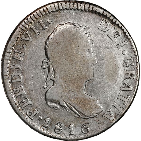 CHILE, Santiago, bust 2 reales, Ferdinand VII, 1816 FJ.