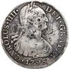Image 1 : CHINA, dollar, many small chopmarks on a Mexico City, Mexico, bust 8 reales, Charles IV, 1795 FM.