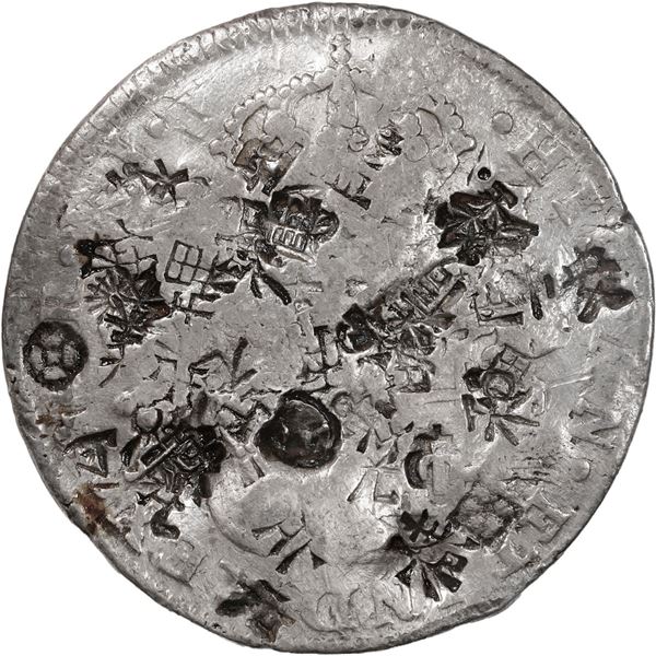 CHINA, dollar, many large and small chopmarks on a Mexico City, Mexico, bust 8 reales, Ferdinand VII