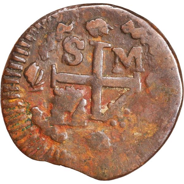 COLOMBIA, Santa Marta, copper ¼ real, Ferdinand VII, 1820.