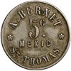 Image 2 : DANISH WEST INDIES, St. Thomas, copper-nickel uniface incuse A. Burnet 5c mexic token, ca. 1888-92.