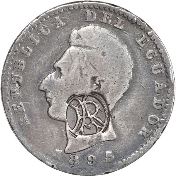 GALAPAGOS ISLANDS, Ecuador, 2 décimos, "RA" countermark (for Rogelio Alvarado?) on an Ecuador (Phila