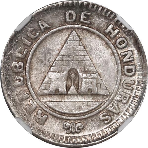 HONDURAS, Tegucigalpa, 5 centavos, 1886, large pyramid, NGC MS 64.