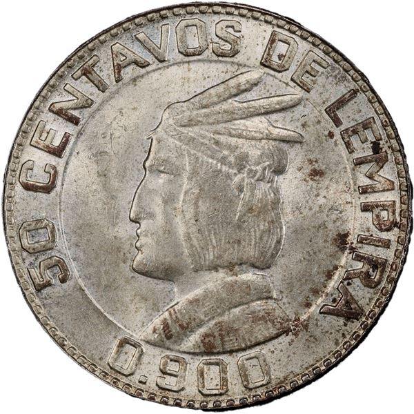 HONDURAS, struck at the Philadelphia Mint, 50 centavos, 1951, PCGS MS64.