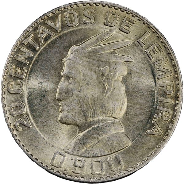 HONDURAS, struck at the Philadelphia Mint, 20 centavos, 1931, PCGS MS64.