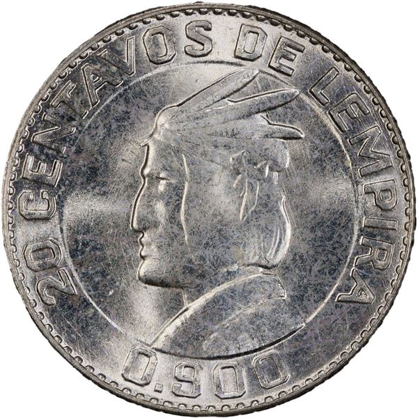 HONDURAS, struck at the Philadelphia Mint, 20 centavos, 1958, PCGS MS65.