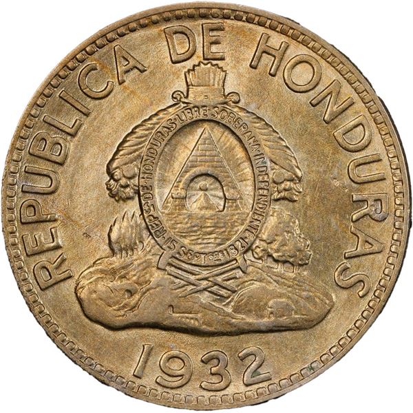 HONDURAS, struck at the Philadelphia Mint, copper-nickel 10 centavos, 1932, PCGS AU55.