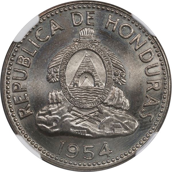 HONDURAS, struck in Germany, copper-nickel 10 centavos, 1954, NGC MS 67.