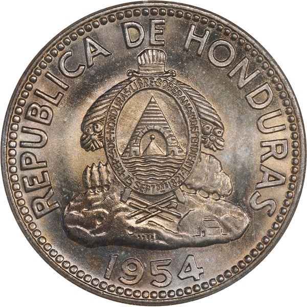 HONDURAS, struck in Germany, copper-nickel 10 centavos, 1954, ANACS MS 67.