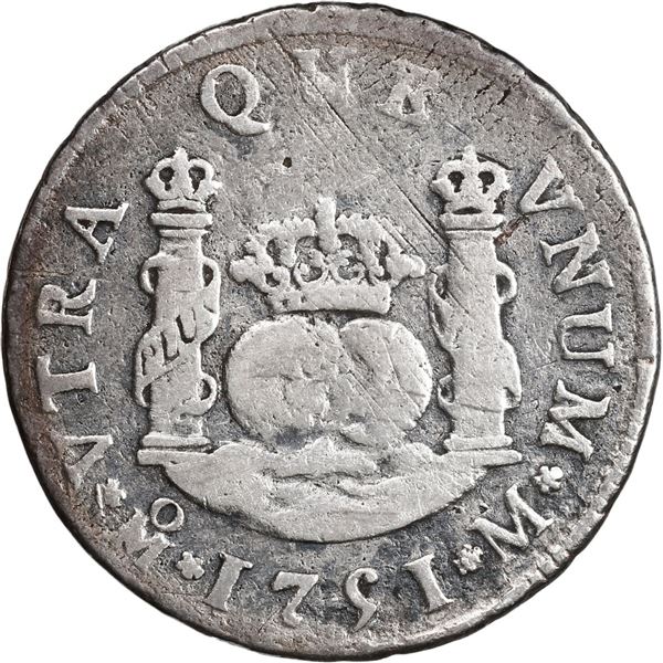MEXICO, Mexico City, pillar 2 reales, Ferdinand VI, 1751 M.