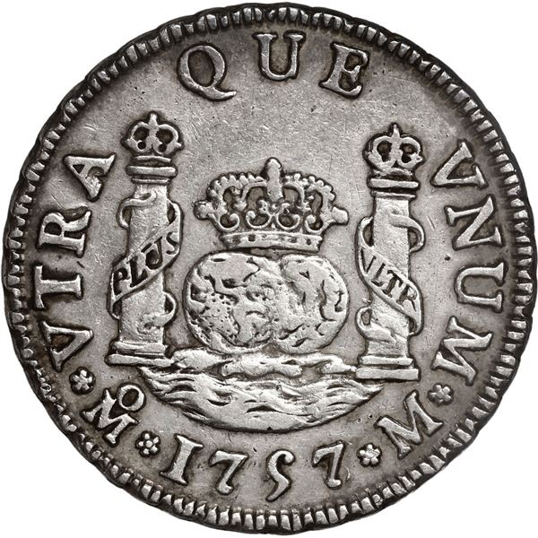 MEXICO, Mexico City, pillar 2 reales, Ferdinand VI, 1757/6 M, ex-Potomac.