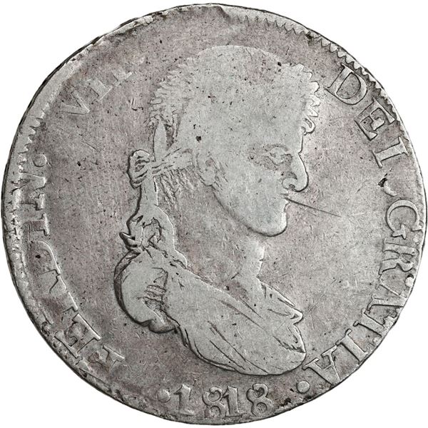 MEXICO, Zacatecas, bust 8 reales, Ferdinand VII, 1818 AG.