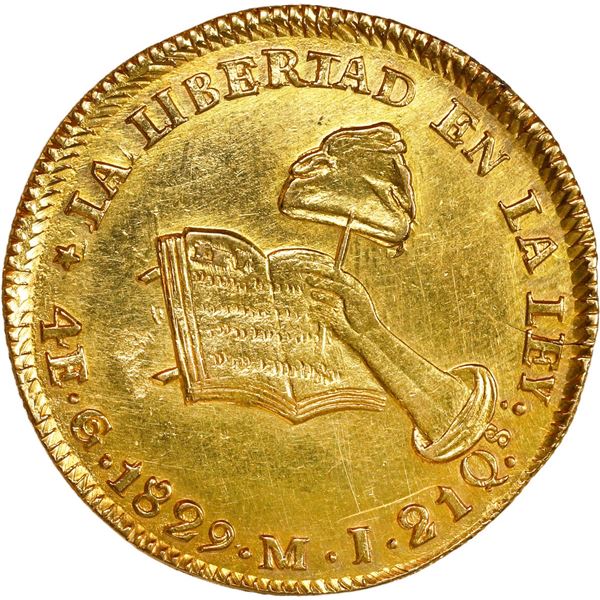 MEXICO, Guanajuato, gold 4 escudos, 1829 MJ, ex-Hubbard.