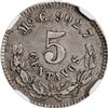 Image 2 : MEXICO, Mexico City, pattern 5 centavos, 1868 C, NGC XF 45.