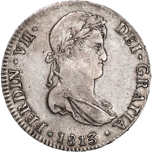 PERU, Lima, bust 4 reales, Ferdinand VII, 1813 JP, PCGS VF35, ex-Pat Johnson.