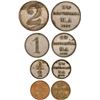 Image 1 : PUERTO RICO (under Spain), Ponce, lot of four 1880-dated base metal hacienda tokens: ¼, ½, 1, and 2 